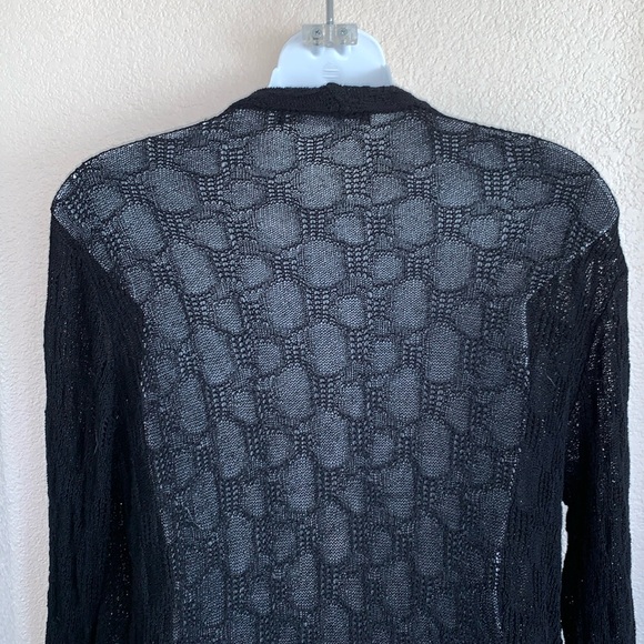 SANDRO FERRONE black linen blend knit cardigan sweater, hip length. Medium EUC - Picture 6 of 17